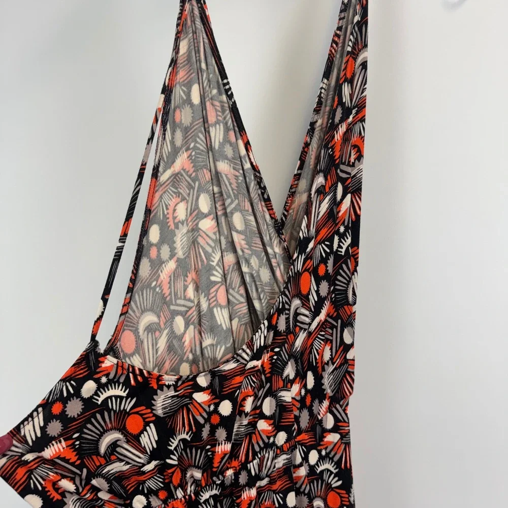 Free People Black Combo Geometric Print Halter Maxi Dress OB925139 Womens Size S